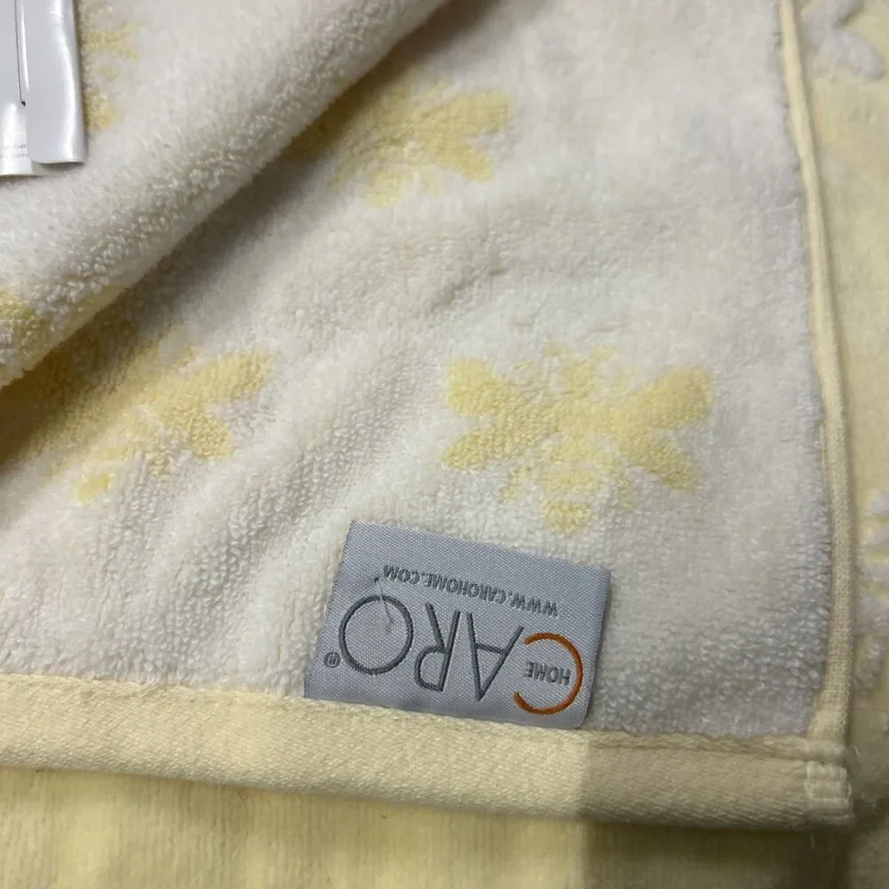 Caro Home 100% Cotton Bath Towel 2Pc Yellow White Bumble Bee